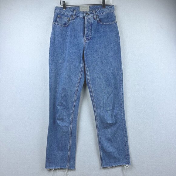 Everlane 90s Cheeky Jeans Womens 26 Light Wash High Rise Raw Hem Casual Denim - Picture 1 of 13